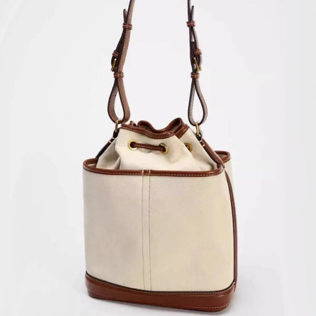 Drawstring PU Leather Bucket Bag
