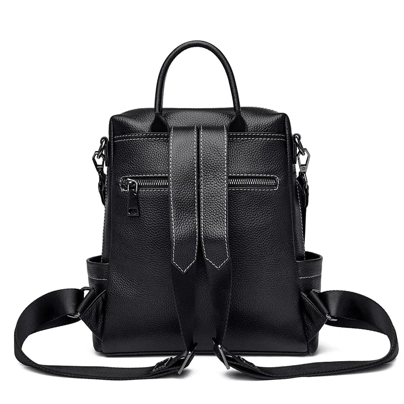 Genuine Leather Backpack with Polished Detail