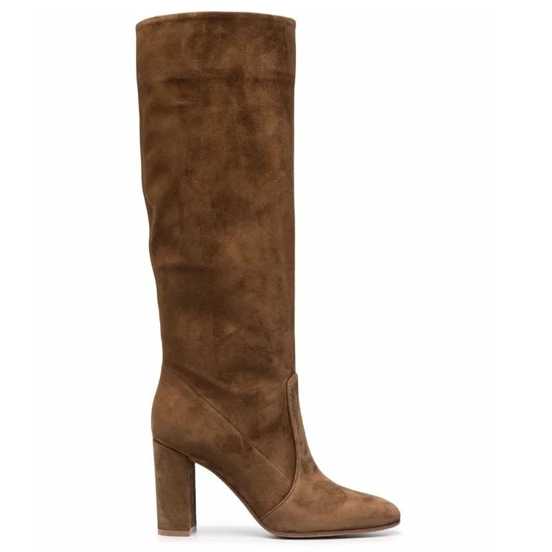 Timeless Heeled Tall Boots in Brown