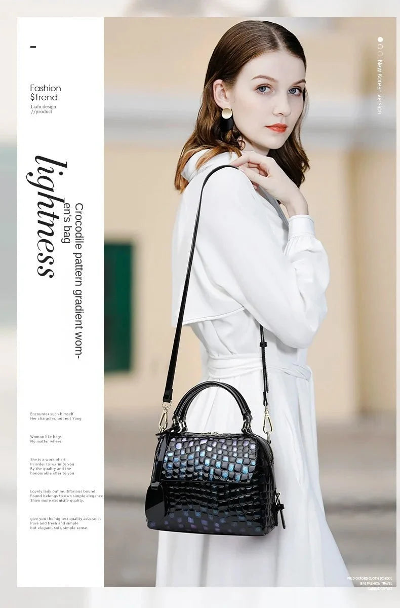 Genuine Leather Messenger Bag with Statement Detail