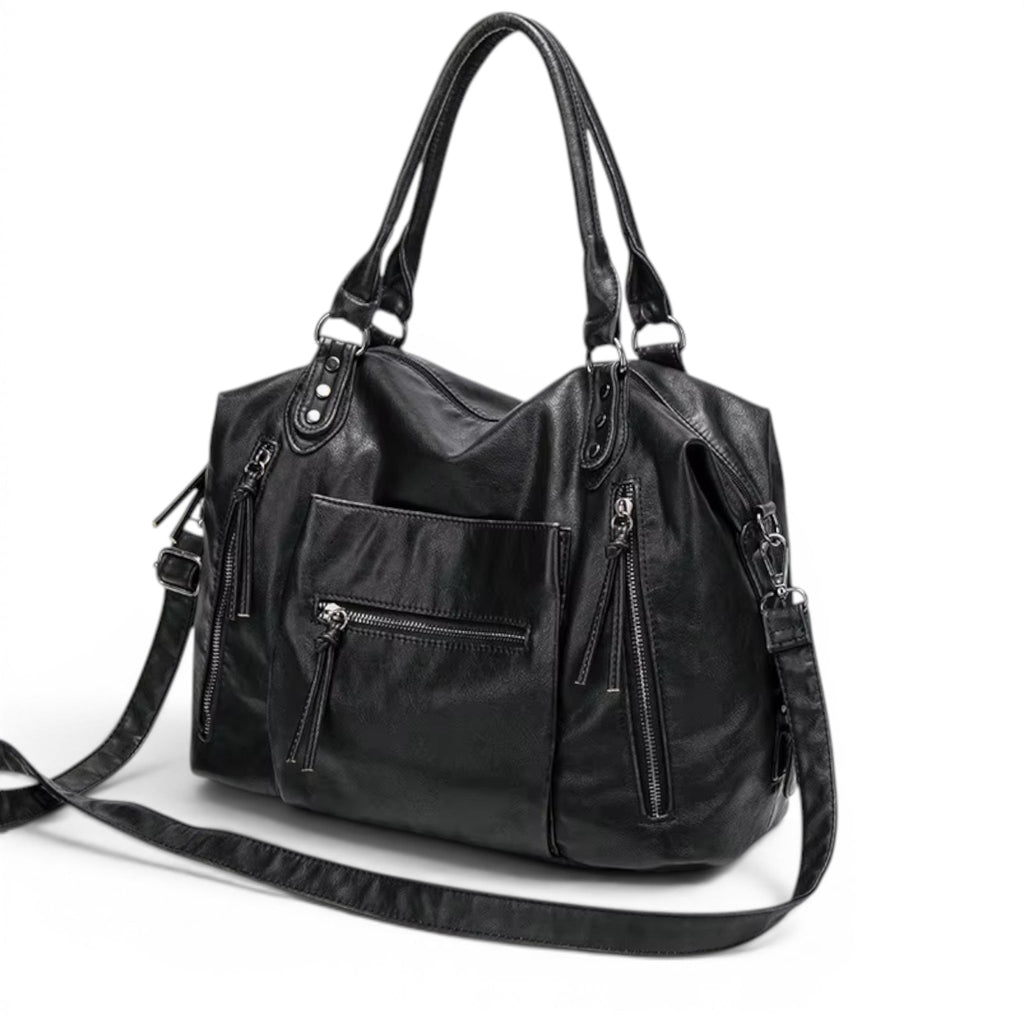 Essential Leather Shoulder Bag with Pockets