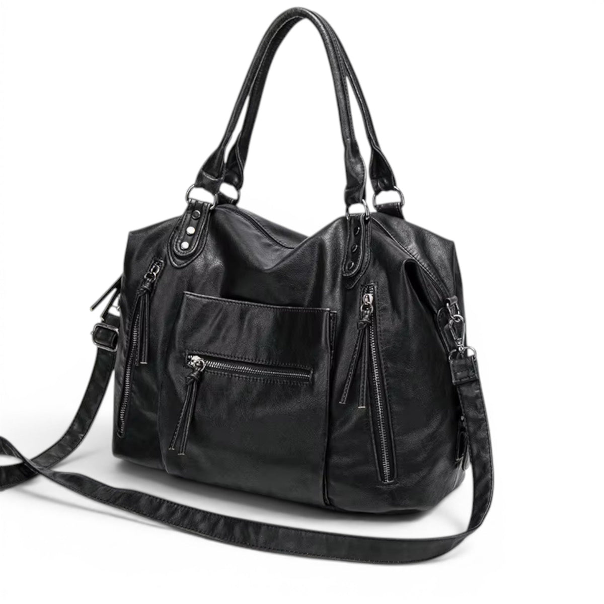 Essential Leather Shoulder Bag with Pockets
