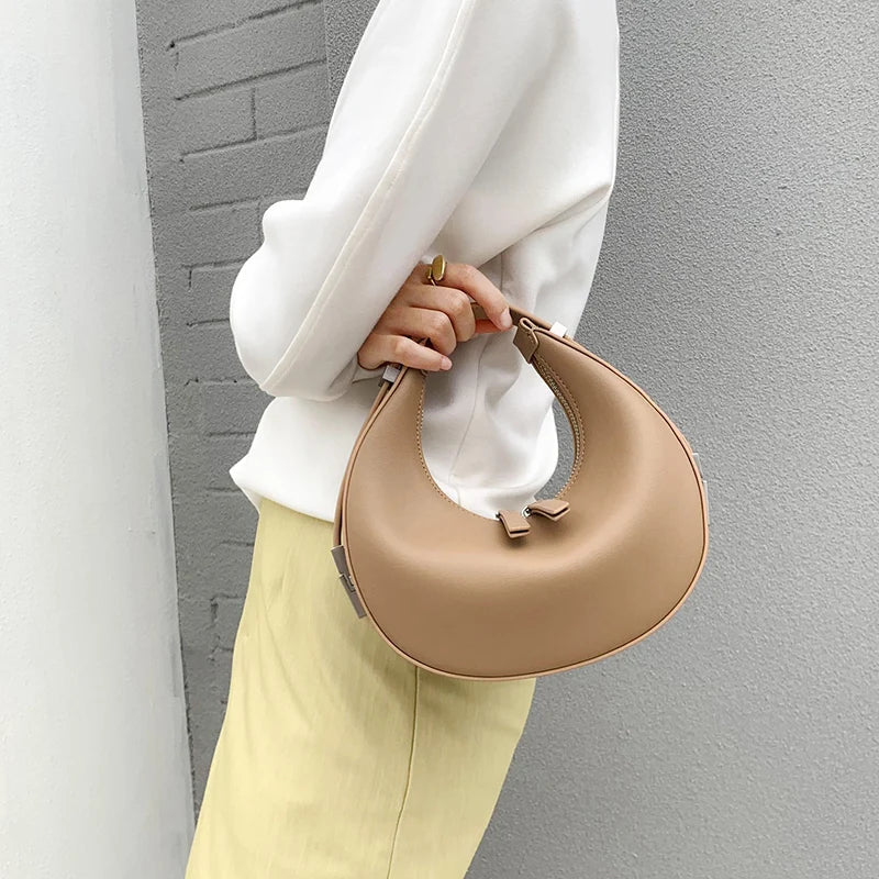 Polished Hobo Bag in Genuine Leather
