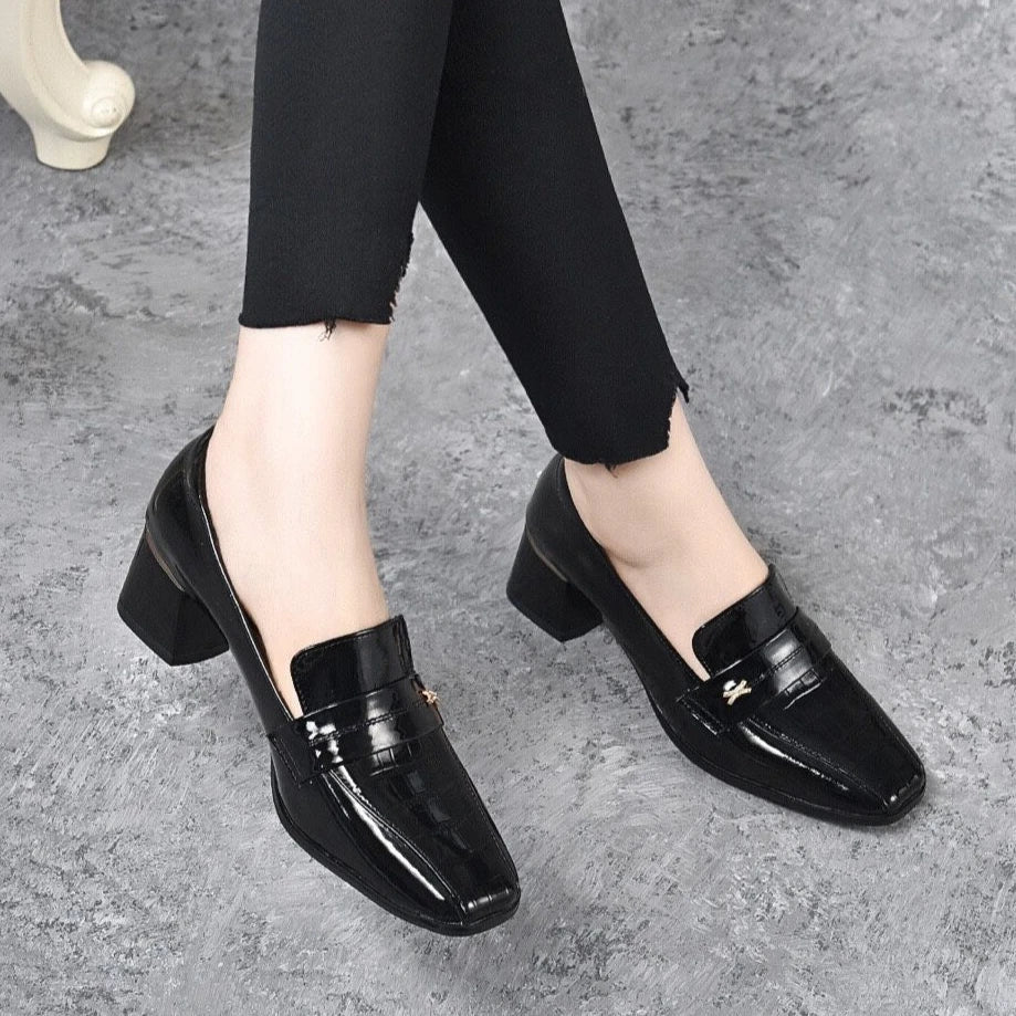 Modern Block Heel Loafers