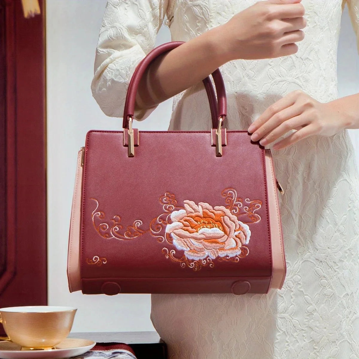 Embroidered Shoulder Bag