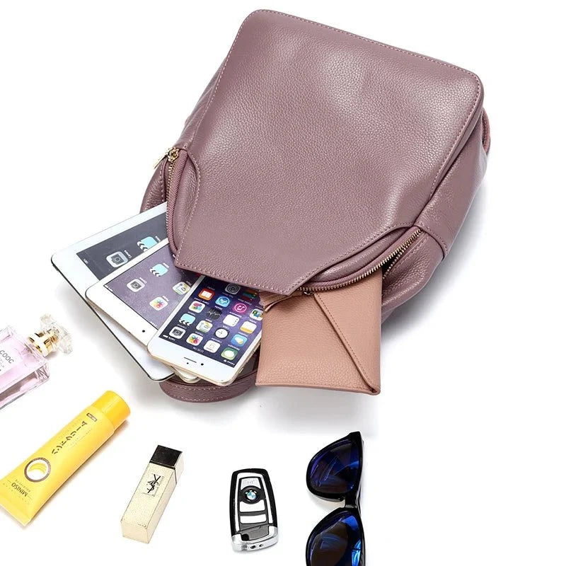 Anti-Theft Backpack in Genuine Leather