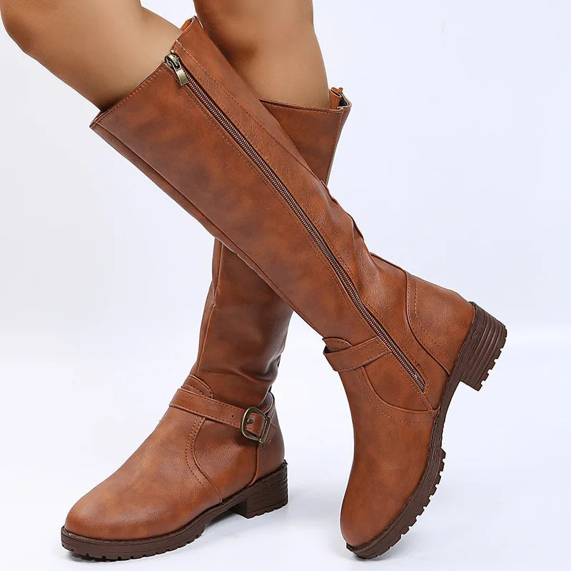 Essential Flat Tall Boots with Zip Closure