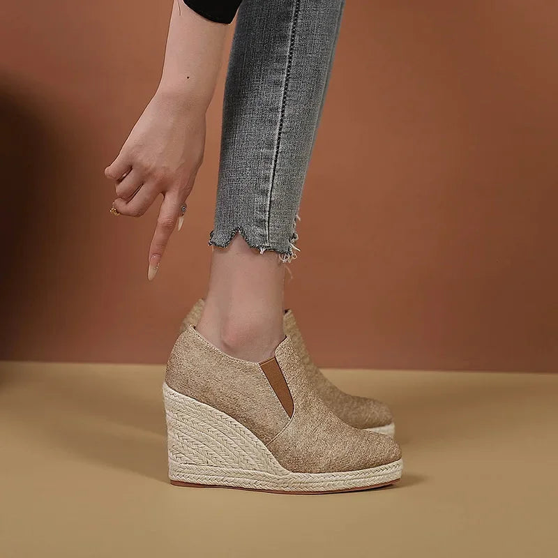 Weekend Canvas Booties with Chunky Heel