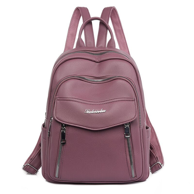 Leather Backpack with Round Detail