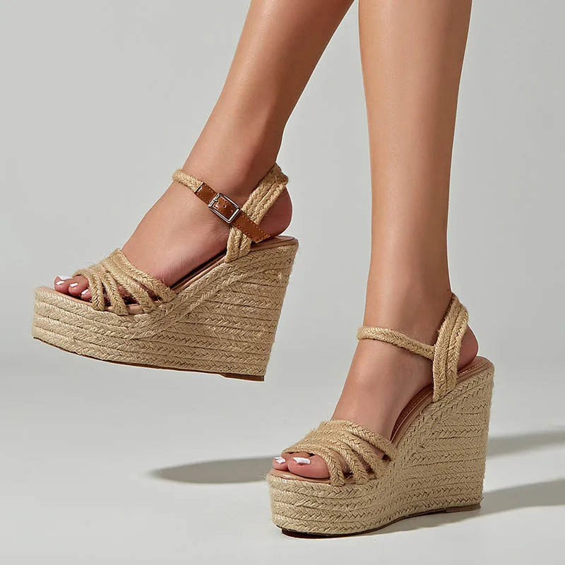 Getaway Ophira Braided Raffia Wedge Sandals