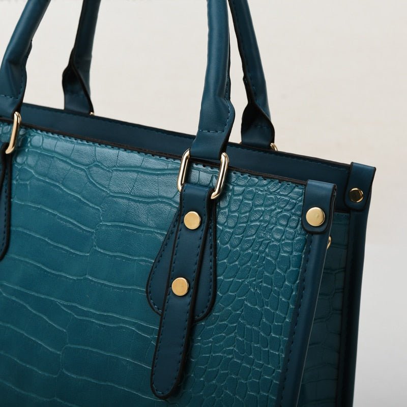Croc-Effect Synthetic Leather Shoulder Bag