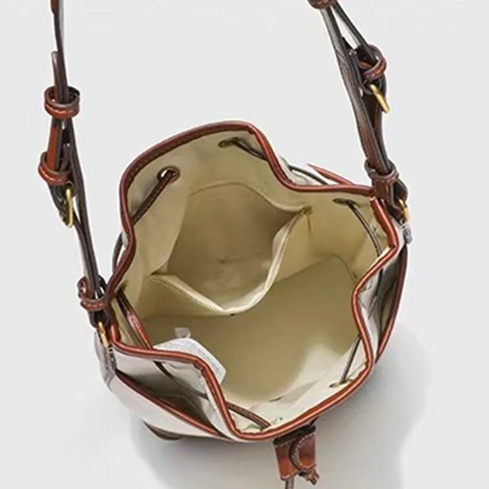 Drawstring PU Leather Bucket Bag