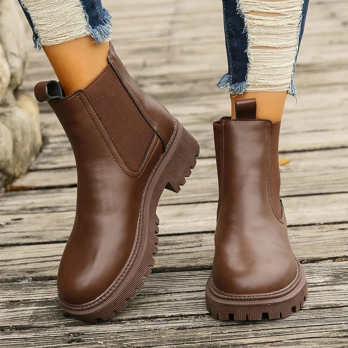 Bold Winter Chunky-Sole Ankle Booties