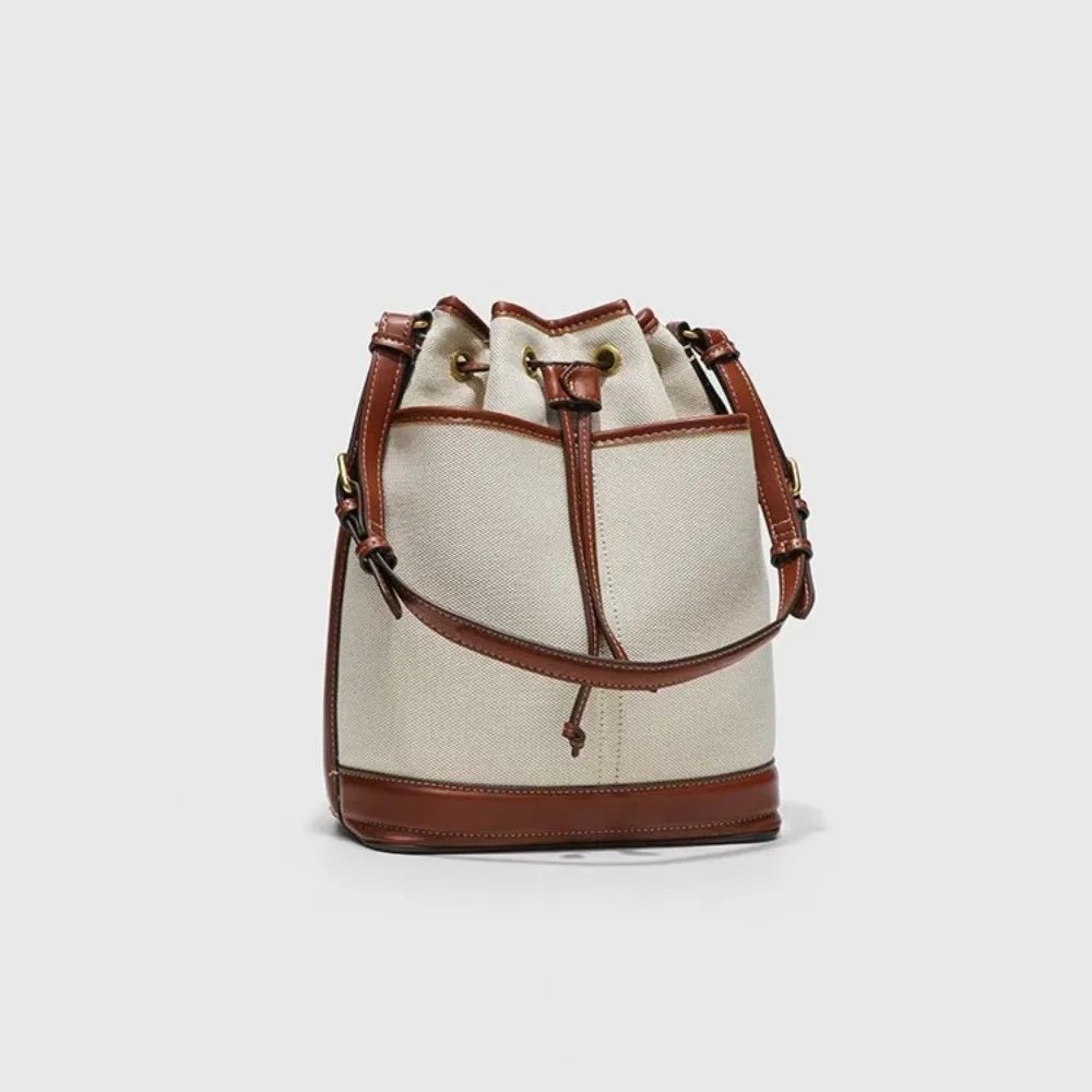 Drawstring PU Leather Bucket Bag