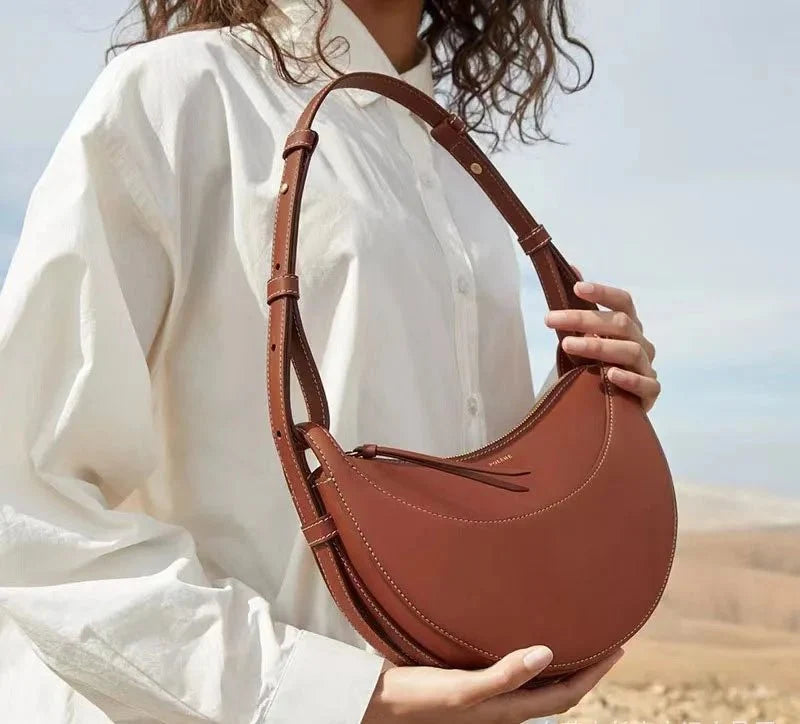 Sculpted Genuine Leather Hobo Bag