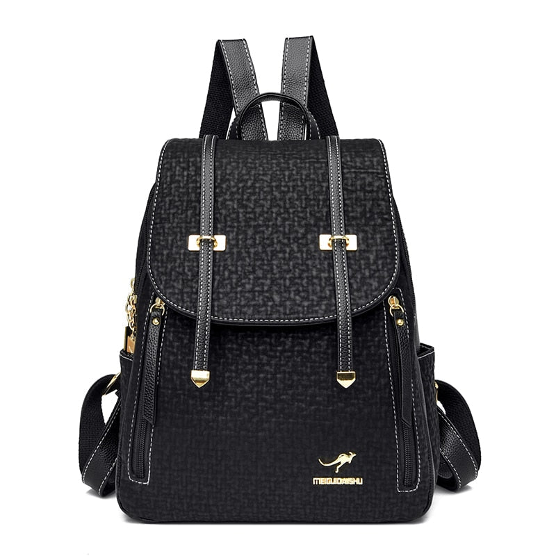 Synthetic Leather Backpack with Timeless Detail