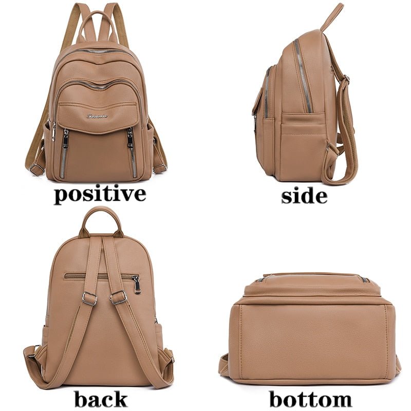 Leather Backpack with Round Detail