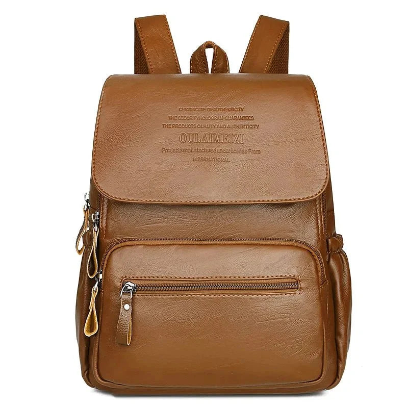 Genuine Leather Backpack with Minimalist Detail
