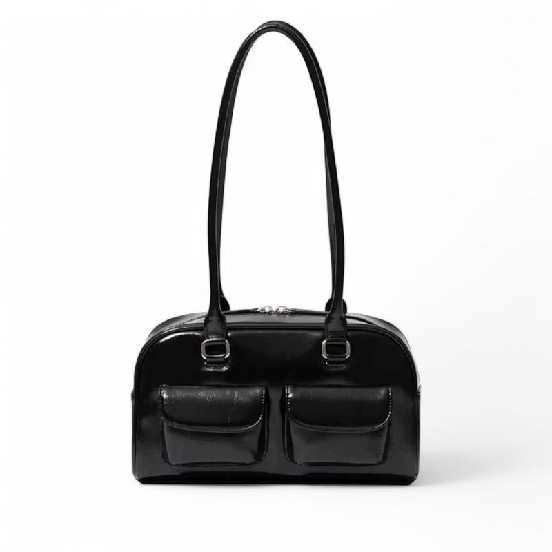 Refined Multi-Pocket Leather Shoulder Bag