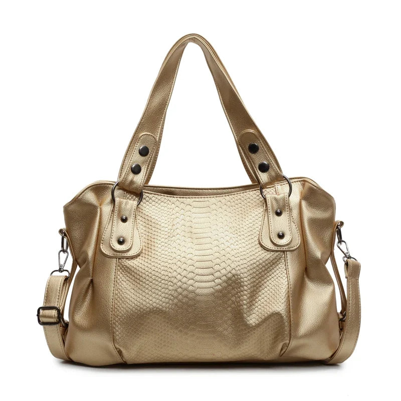 Statement Davina Snake-Effect Leather Shoulder Bag