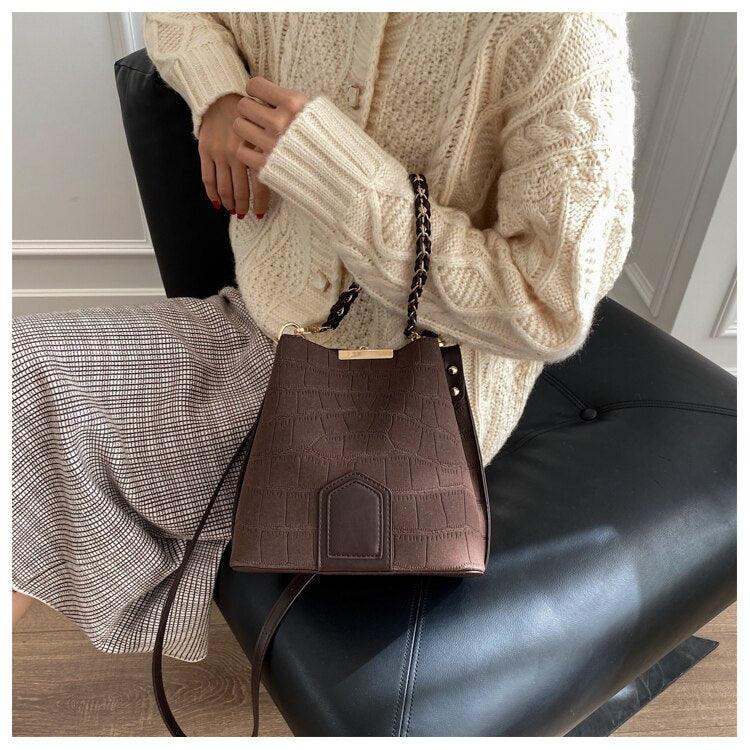 Contemporary Synthetic Leather Shoulder Bag
