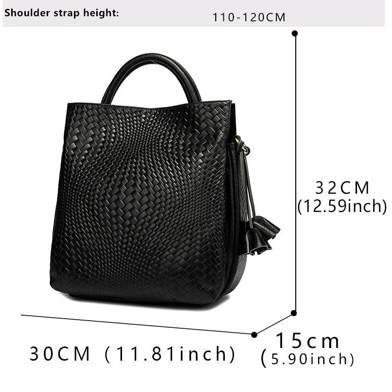 Woven Genuine Leather Crossbody Bag