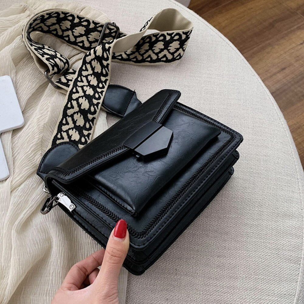 PU Leather Shoulder Bag with Structured Detail