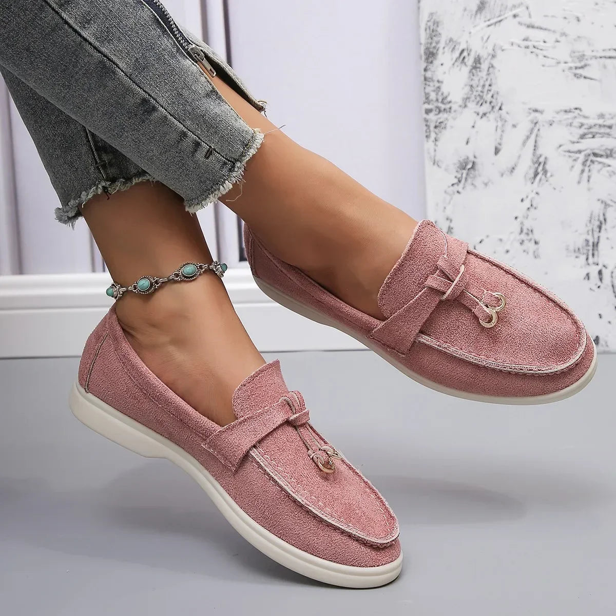 Signature Delaney Green Suede Loafers
