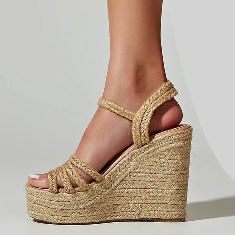 Getaway Ophira Braided Raffia Wedge Sandals