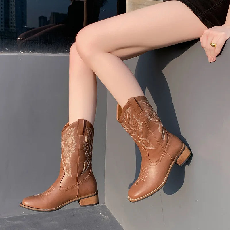 Essential Brown Mid-Calf Western Boots