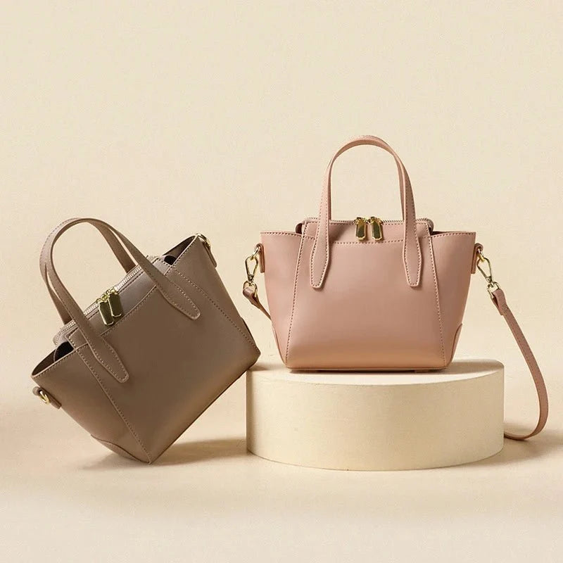 Leather Tote Bag with Minimalist Detail