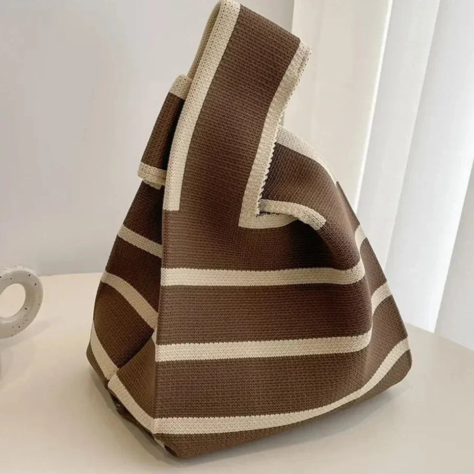 Effortless Canvas Shoulder Bag with Bow Detail