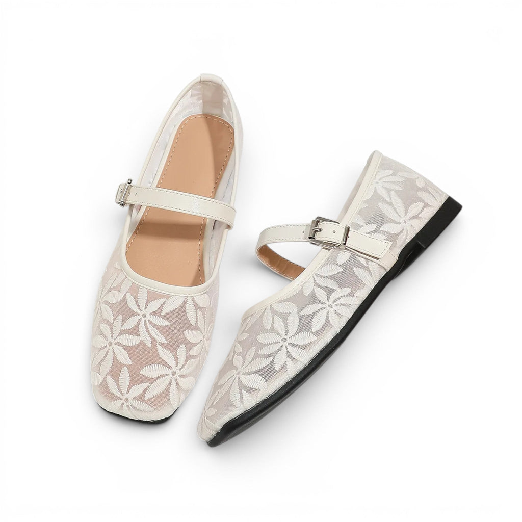 Polished Floral Lace Mary Jane Sandals