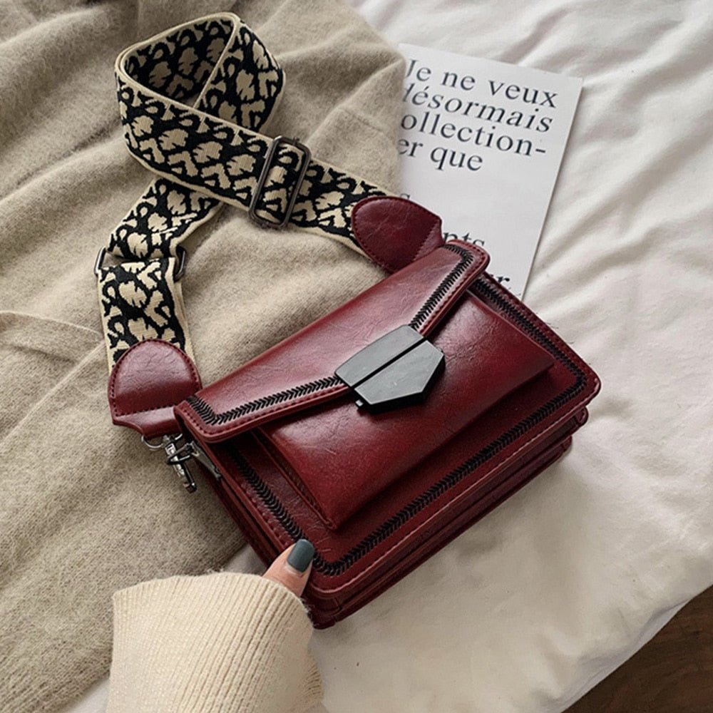 PU Leather Shoulder Bag with Structured Detail