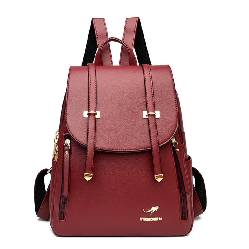 Synthetic Leather Backpack with Timeless Detail