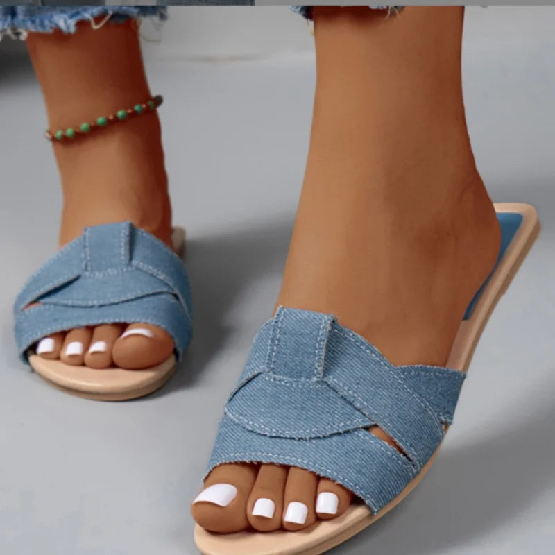 Effortless Wide-Strap Flat Mules