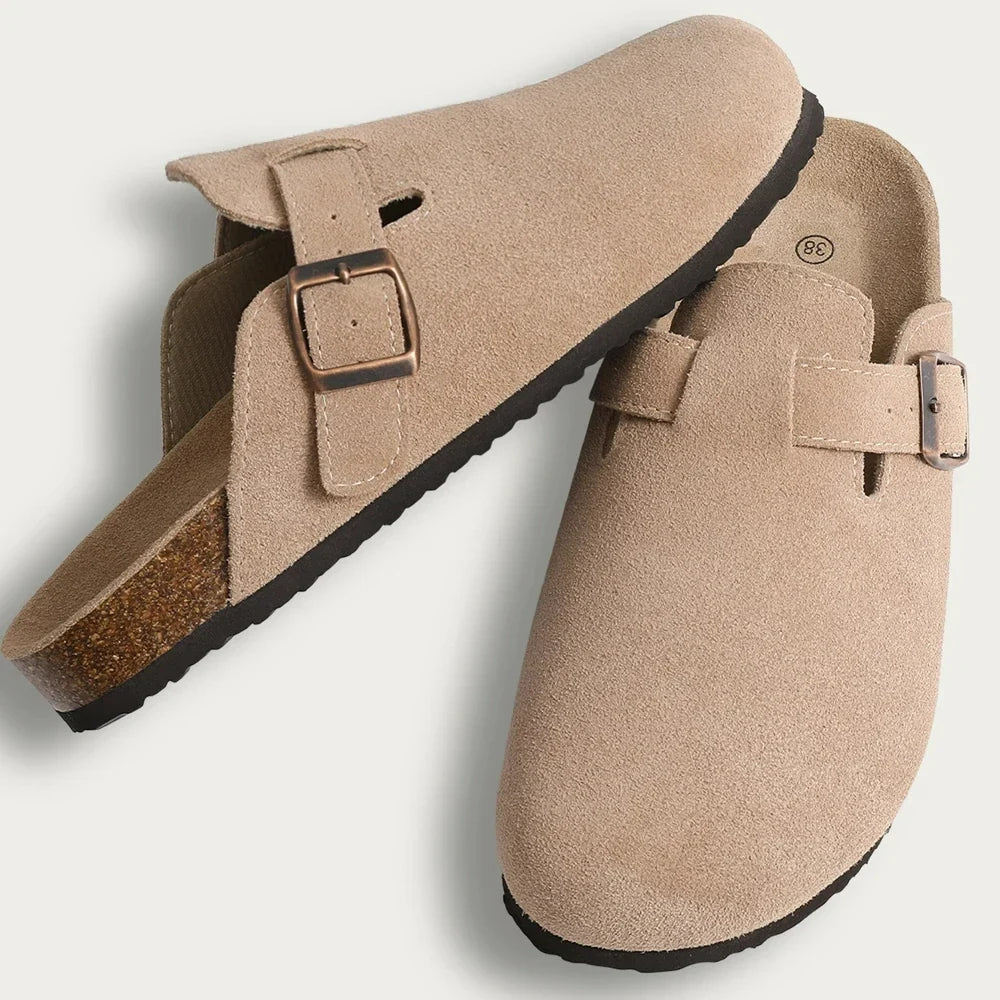 Essential Persephone Buckle-Strap Suede Mules