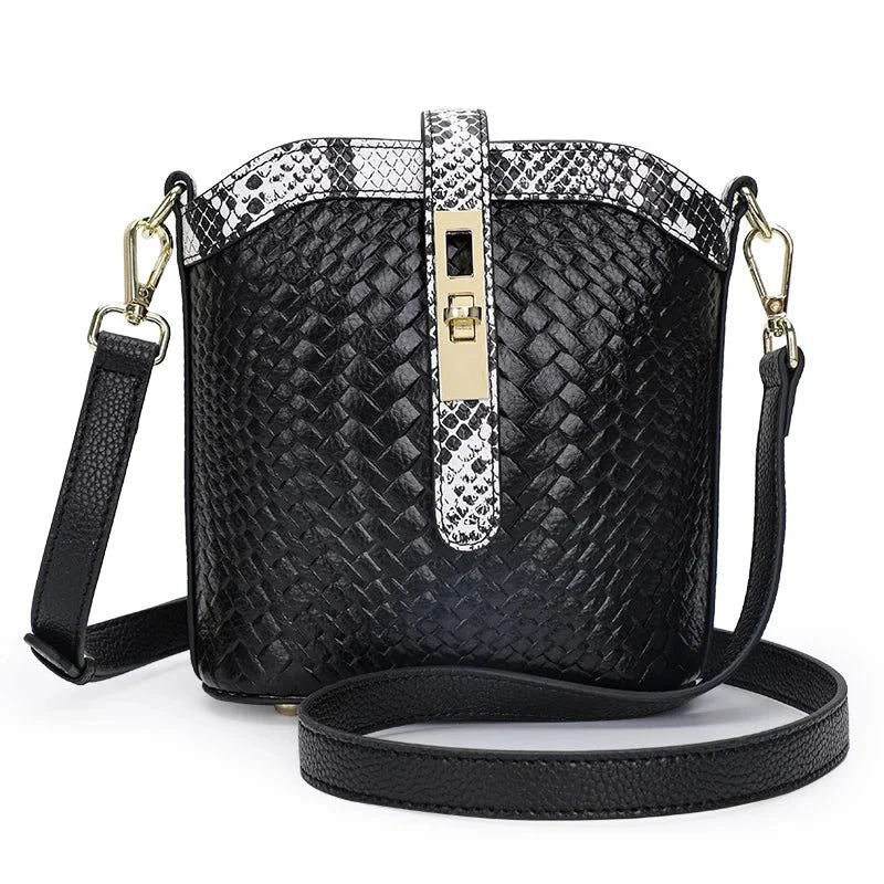 Knitted Genuine Leather Crossbody Bag