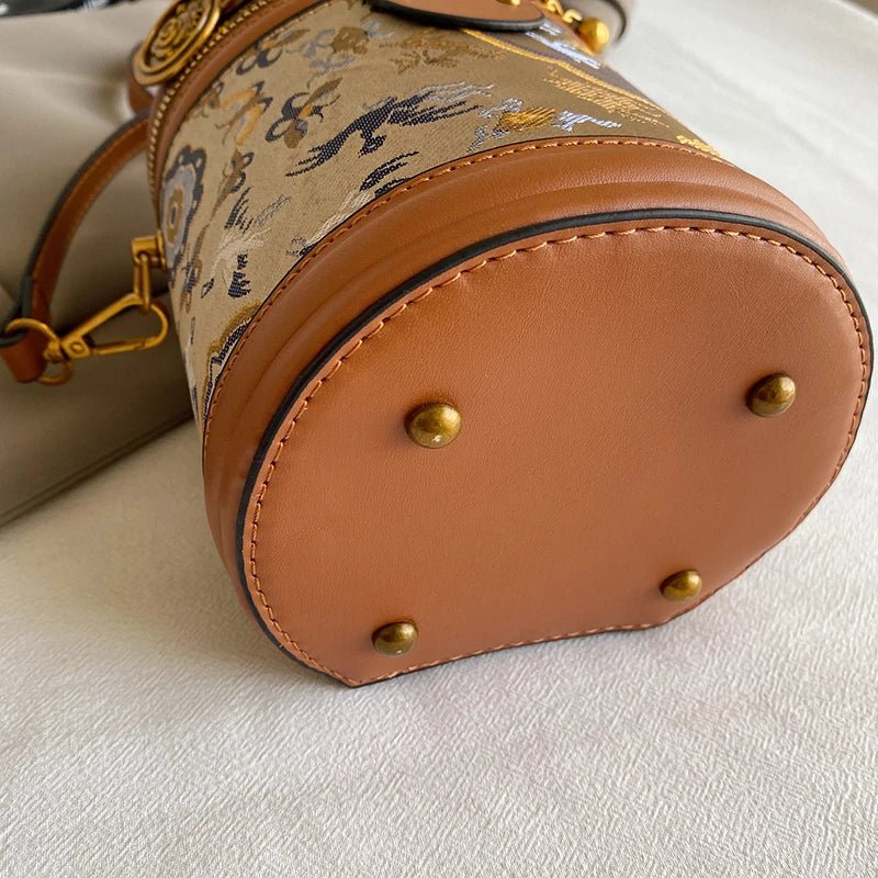 Leather Crossbody Bag with Embroidered Detail