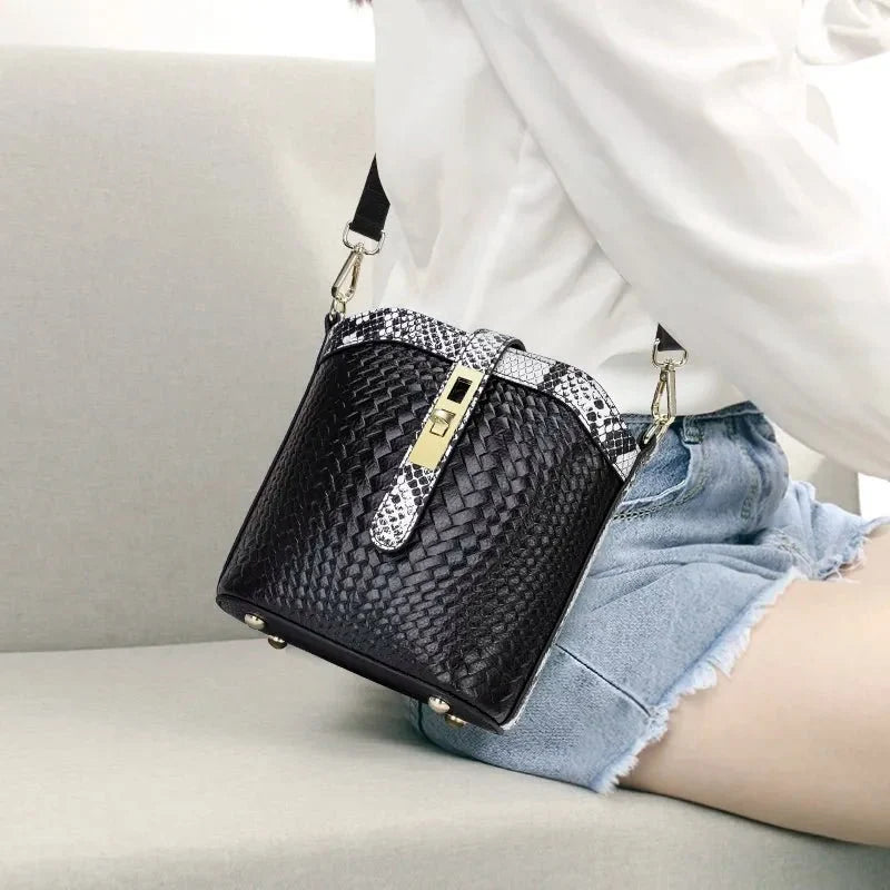 Knitted Genuine Leather Crossbody Bag