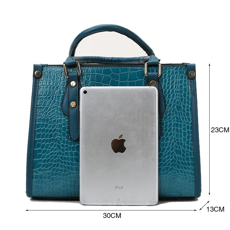 Croc-Effect Synthetic Leather Shoulder Bag