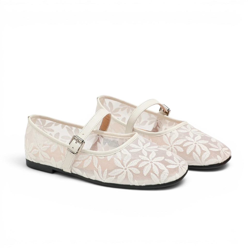 Polished Floral Lace Mary Jane Sandals