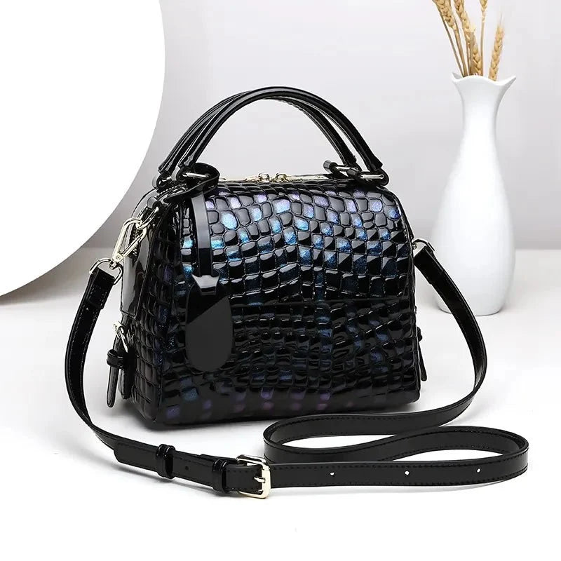 Genuine Leather Messenger Bag with Statement Detail