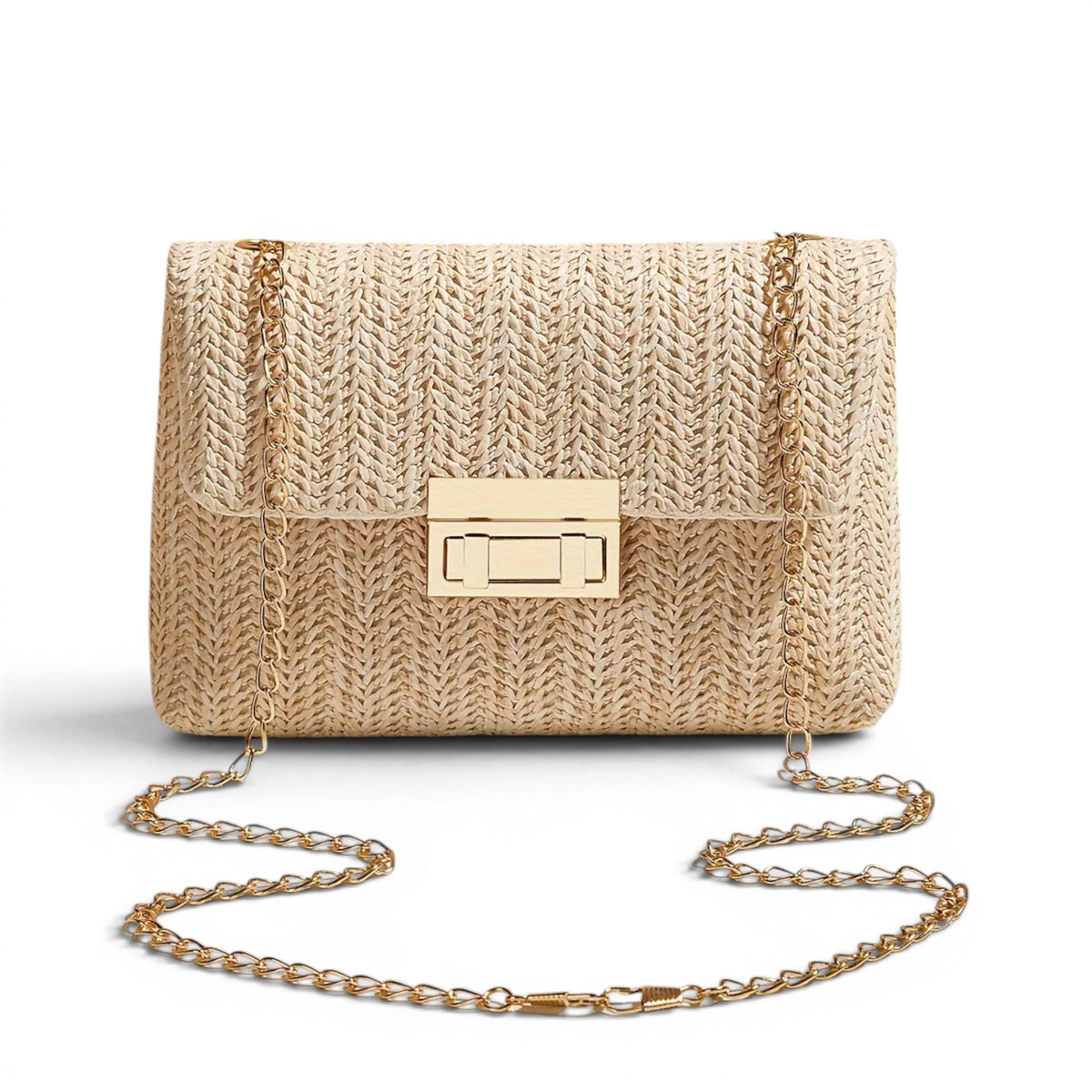 Sun-Ready Cyrielle Woven Straw Shoulder Bag