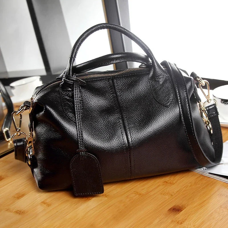 Understated Textured Leather Bag with Removable Strap