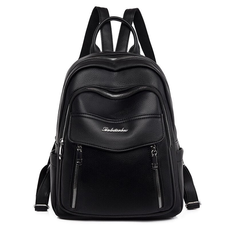 Leather Backpack with Round Detail