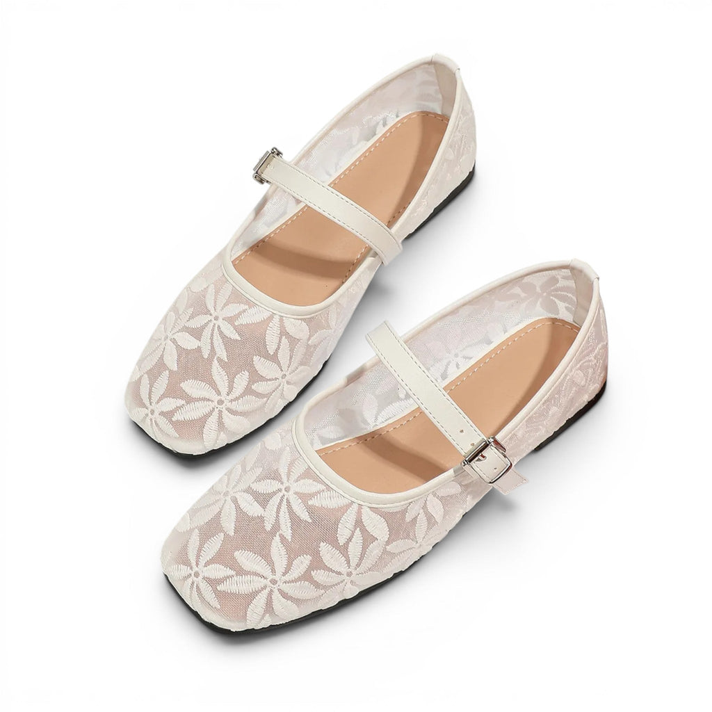 Polished Floral Lace Mary Jane Sandals