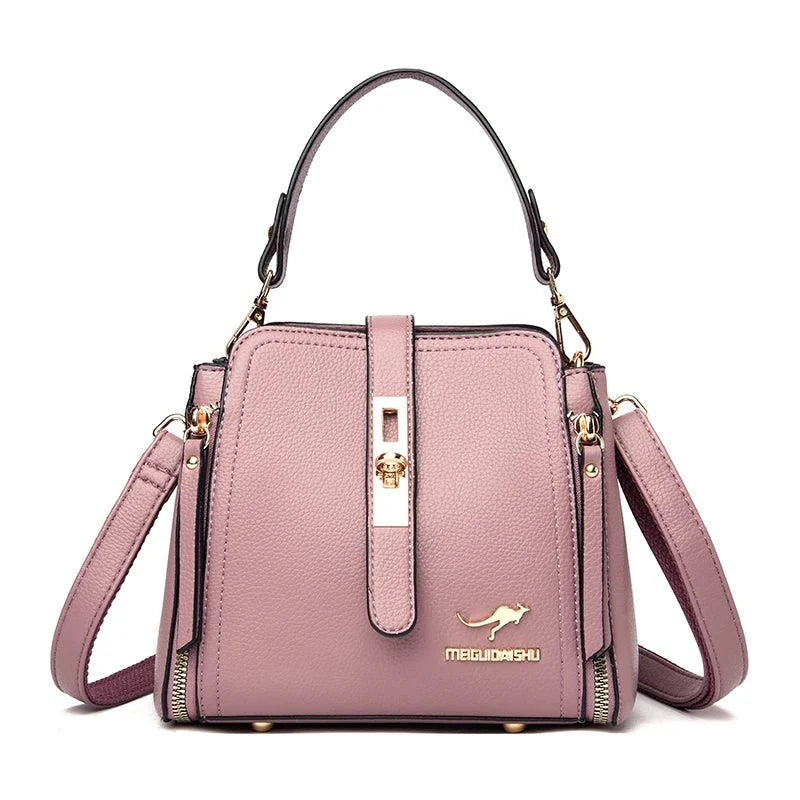 Leather Shoulder Bag with Polished Detail