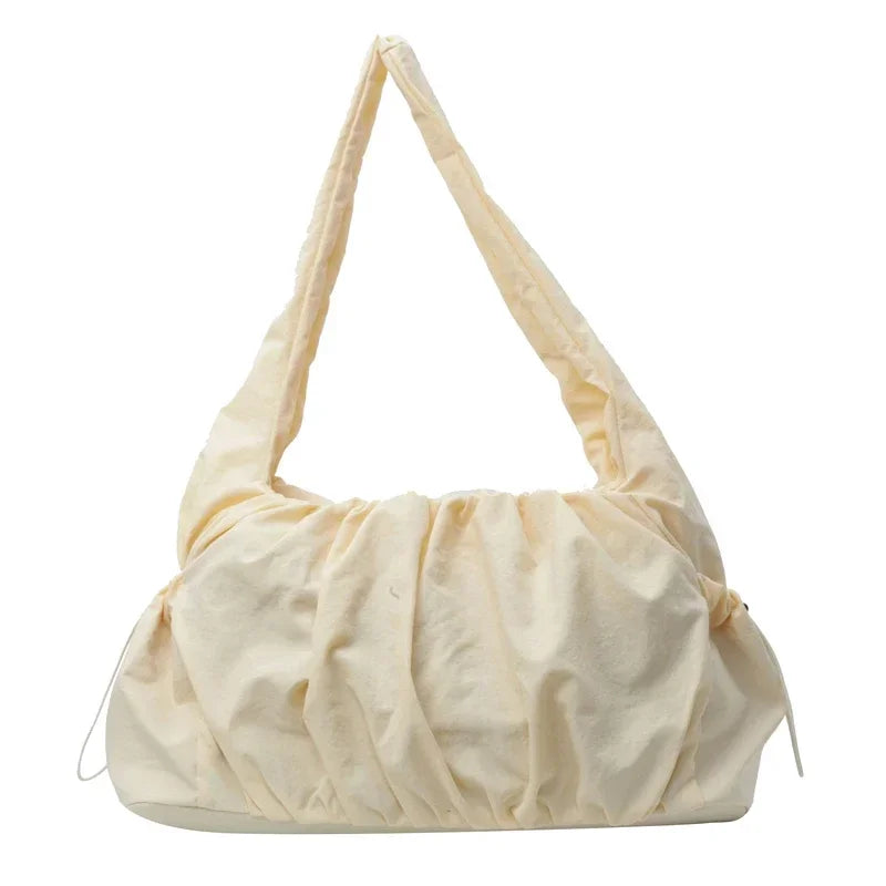 Effortless Zip-Close Fabric Shoulder Bag