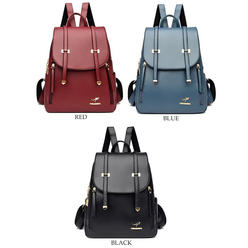 Synthetic Leather Backpack with Timeless Detail